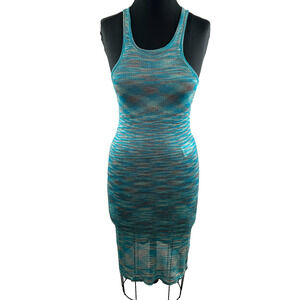 VERO MODA Space Dye Wresting Sleeveless Mesh Knit Dress 42 Midi NEW